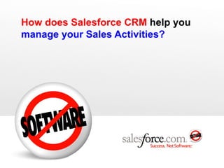 How does Salesforce CRM  help you  manage your Sales Activities? 