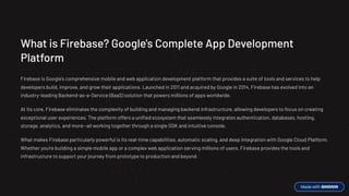 Android Development Framework Firebase Comprehensive Guide to Firebase: Google's App Development Platform | PDF