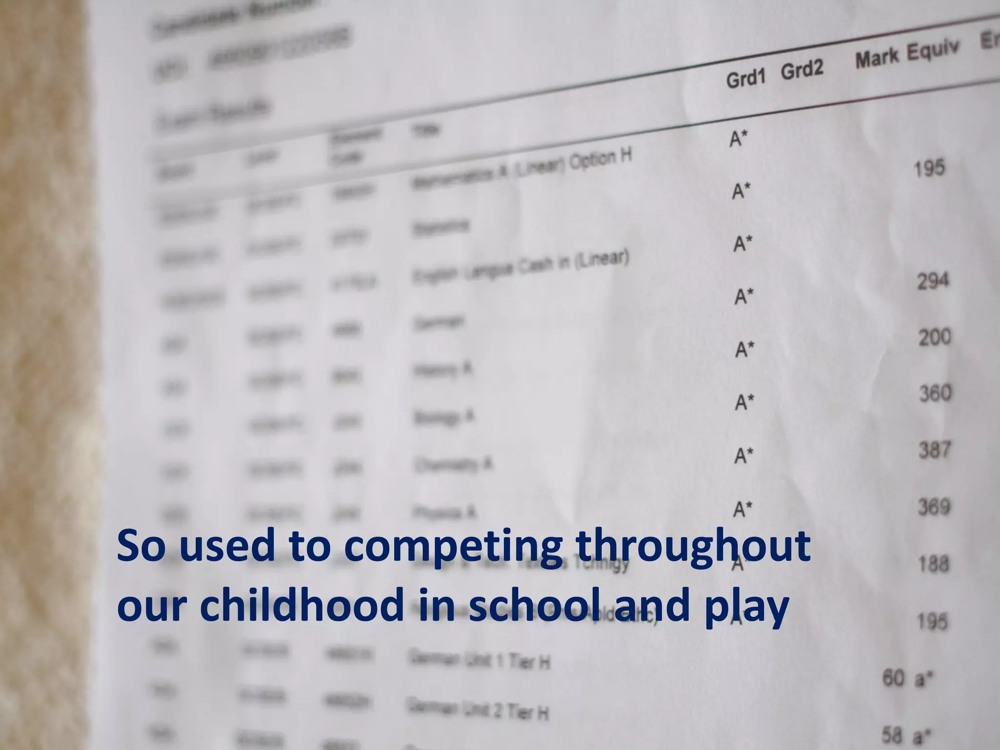 ©Eden Marketing Ltd
So used to competing throughout
our childhood in school and play
 