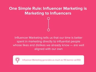 One Simple Rule: Influencer Marketing is
Marketing to Influencers
Inﬂuencer Marketing tells us that our time is better
spe...