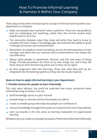 What Is Informal Learning & How To Implement It | PDF