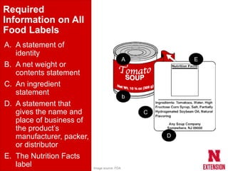 Statement of identity food label