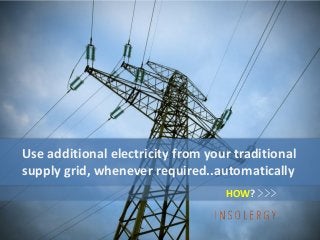Use additional electricity from your traditional
supply grid, whenever required..automatically
HOW? >>>
 