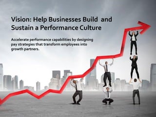 Vision: Help Businesses Build and
Sustain a Performance Culture
Accelerate performance capabilities by designing
pay strategies that transform employees into
growth partners.
 