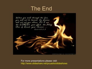 The End For more presentations please visit: http://www.slideshare.net/pcuadra/slideshows 