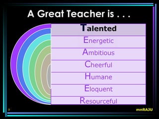 A Great Teacher is . . .




9                              mnRAJU
 