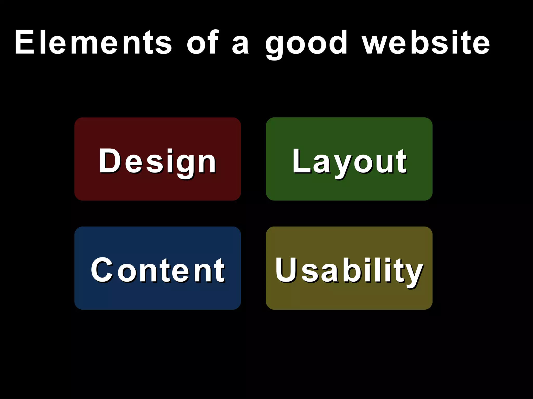 Design Layout Content Elements of a good website Usability 