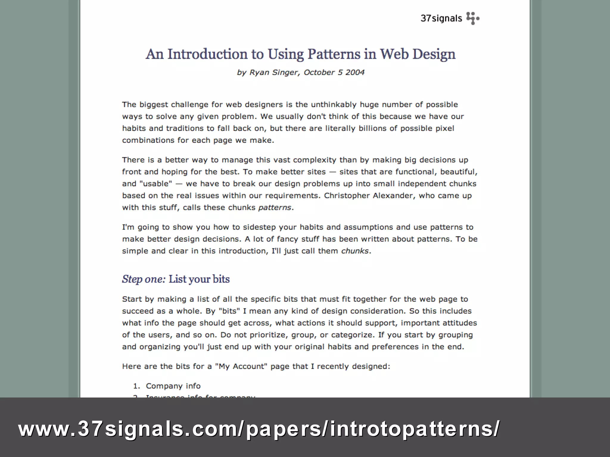 www.37signals.com/papers/introtopatterns/ 