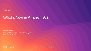 © 2019, Amazon Web Services, Inc. or its affiliates. All rights reserved.S U M M I T
What’s New in Amazon EC2
Andres Silva
Principal technical account manager
Amazon Web Services
C M P 2 0 1
 