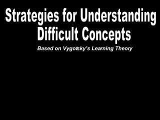 Strategies for Understanding Difficult Concepts Based on Vygotsky’s Learning Theory 