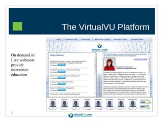 The VirtualVU Platform On demand or Live webcasts provide interactive education 