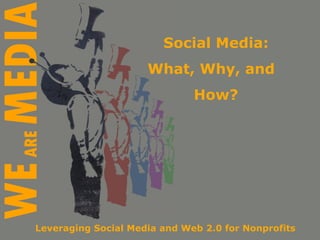 Social Media:
                     What, Why, and
                              How?




Leveraging Social Media and Web 2.0 for Nonprofits
 