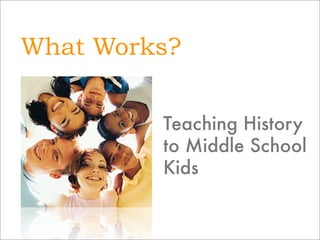 What Works?


         Teaching History
         to Middle School
         Kids