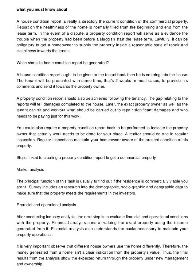 What you must know about property condition report?