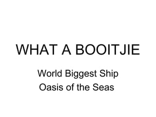 WHAT A BOOITJIE
World Biggest Ship
Oasis of the Seas
 