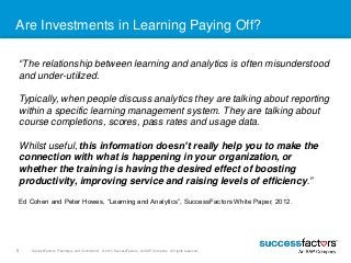 Are Investments in Learning Paying Off? 
“The relationship between learning and analytics is often misunderstood 
and unde...