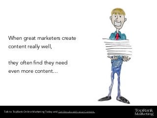 TopRank
Marketing
Talk to TopRank Online Marketing Today and Get Results with your Content.
When great marketers create
content really well,
they often find they need
even more content…
 