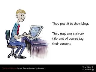 They post it to their blog.
They may use a clever
title and of course tag
their content.
TopRank
Marketing
TopRank Marketing. Smart, Creative, Focused on Results.
 