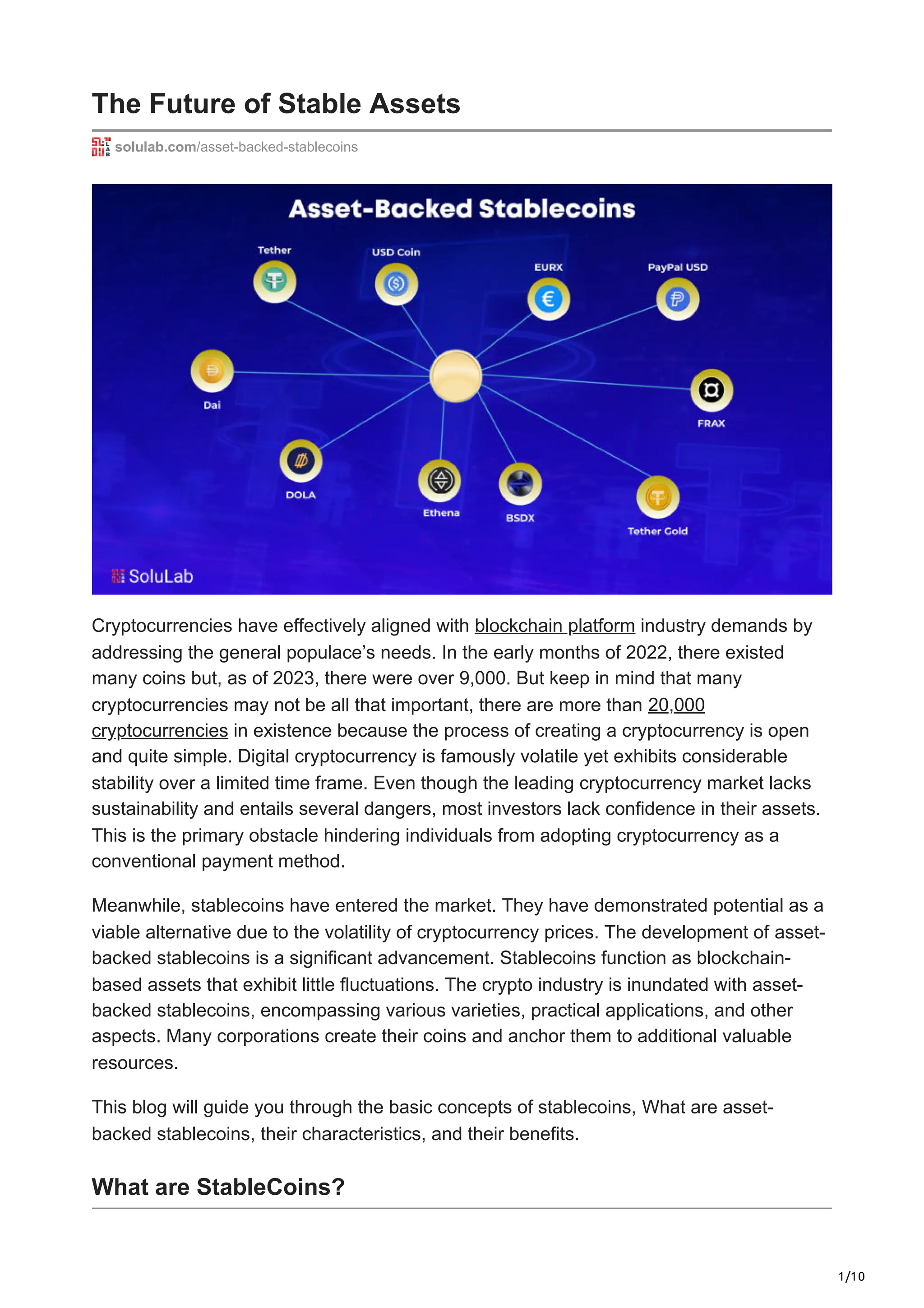 What Are Asset-Backed Stablecoins - SoluLab | PDF