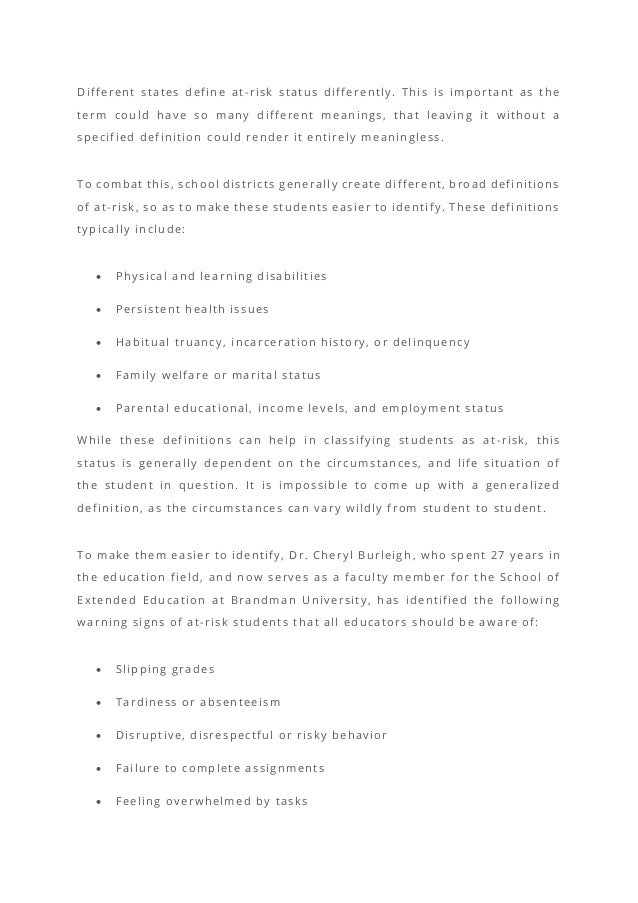 What are at risk students | PDF