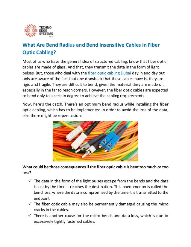 What are Bend Radius and Bend Insensitive Cables in Fiber Optic Cabling?