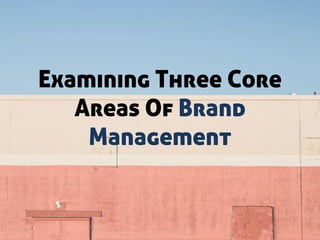 Examining Three Core
Areas Of Brand
Management
 