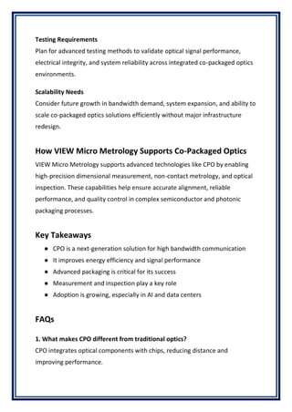 What are Co-Packaged Optics - View Micro Metrology | PDF