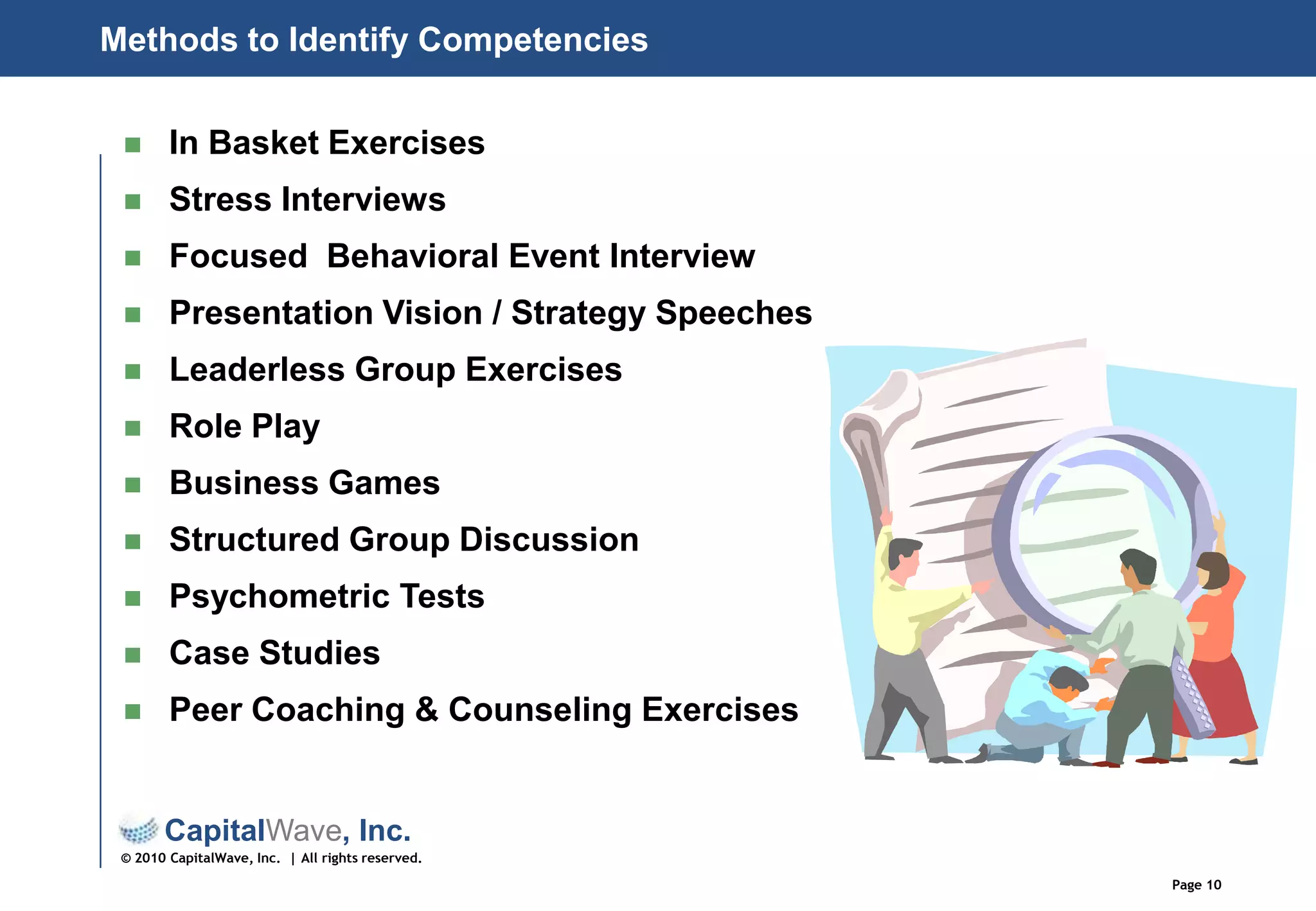 Methods to Identify CompetenciesIn Basket Exercises