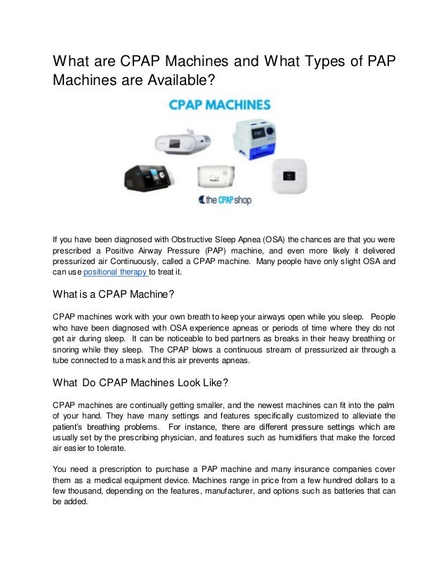 What are CPAP Machines and What Types of PAP Machines are Available?