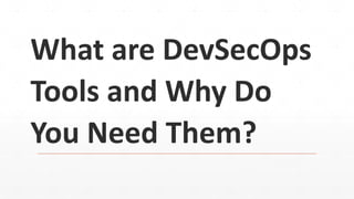 What are DevSecOps
Tools and Why Do
You Need Them?
 