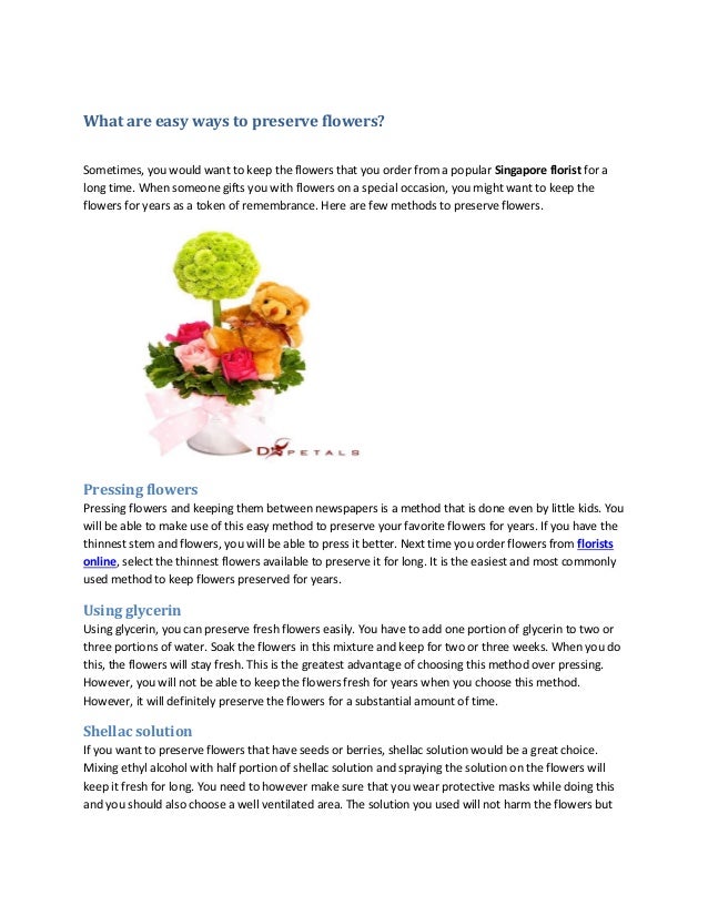What are easy ways to preserve flowers
