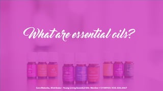 What are essential oils?
Cara Matocha, Distributor - Young Living Essential Oils Member # 3108933 / 832.326.6467
 