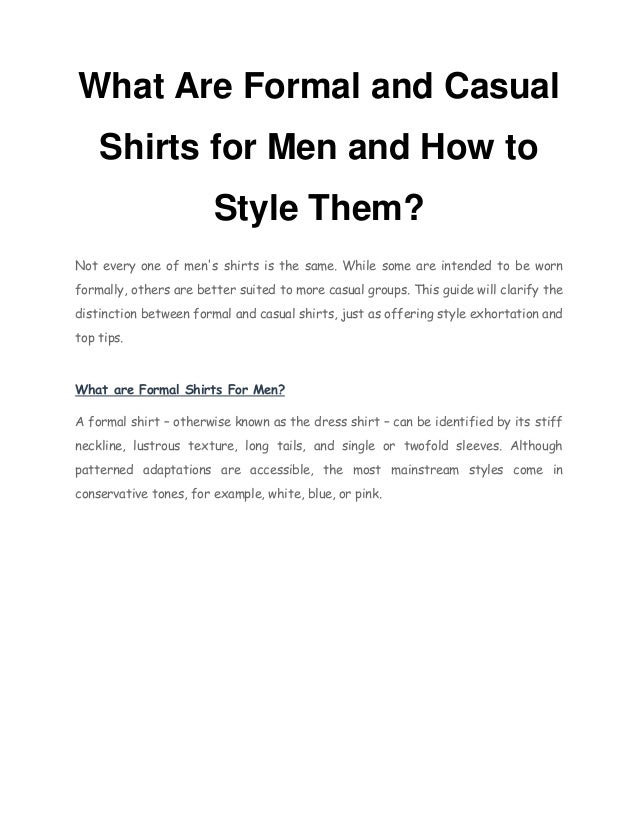 What Are Formal and Casual Shirts for Men and How to Style Them?