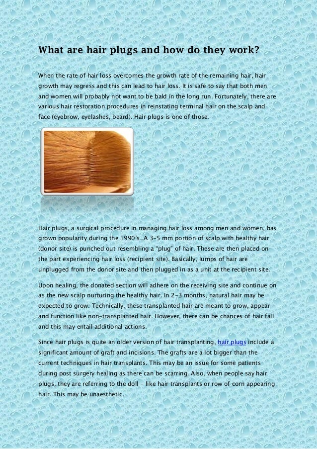 What are hair plugs and how do they work