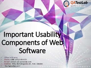 Important Usability
Components of Web
Software
 