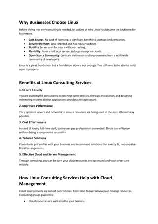 What Are Linux Consulting Services and Why Your Business Needs Them | PDF