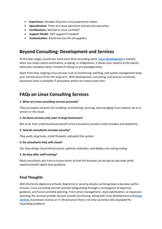 What Are Linux Consulting Services and Why Your Business Needs Them | PDF