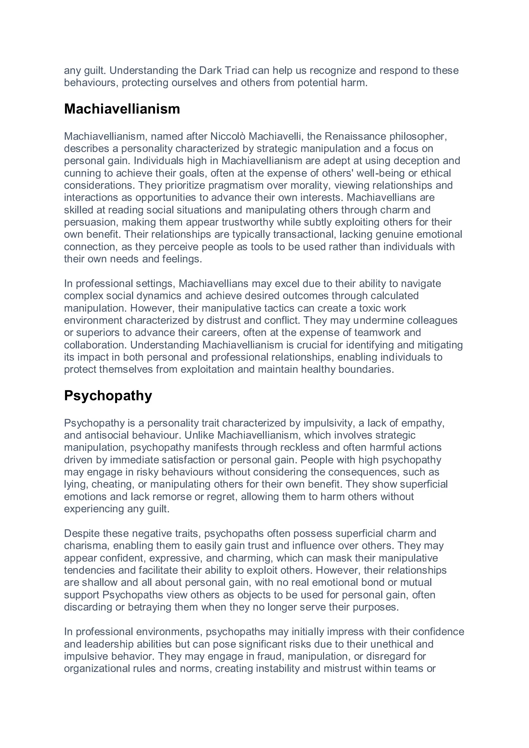What Are Machiavellianism, Psychopathy, and Narcissism? | PDF