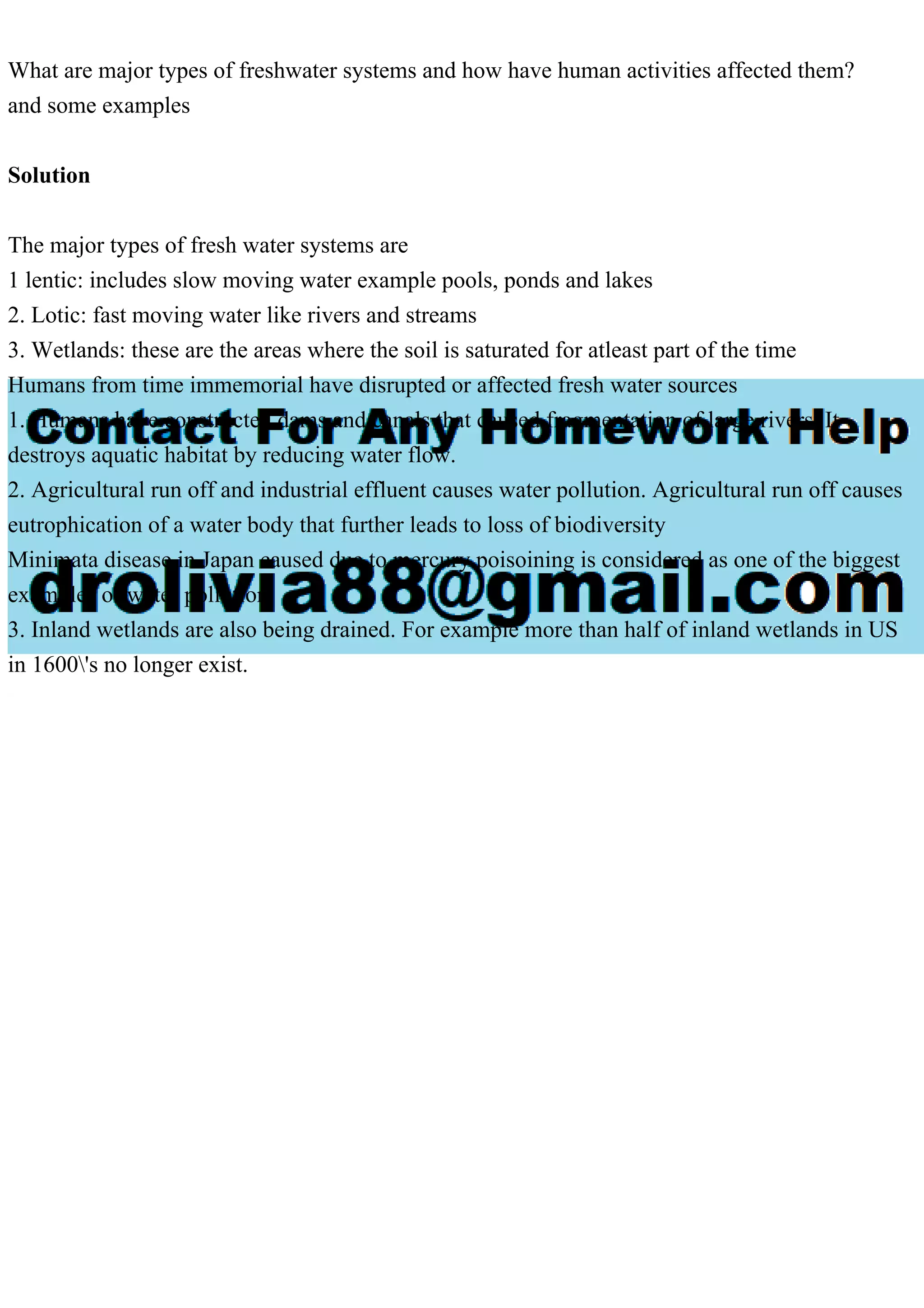 What are major types of freshwater systems and how have human activi.pdf