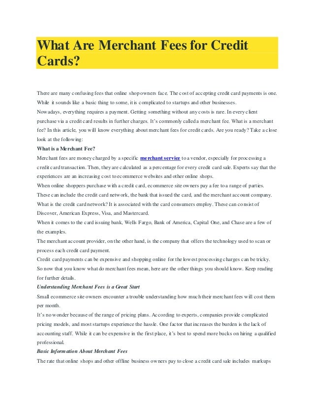 What are merchant fees for credit cards