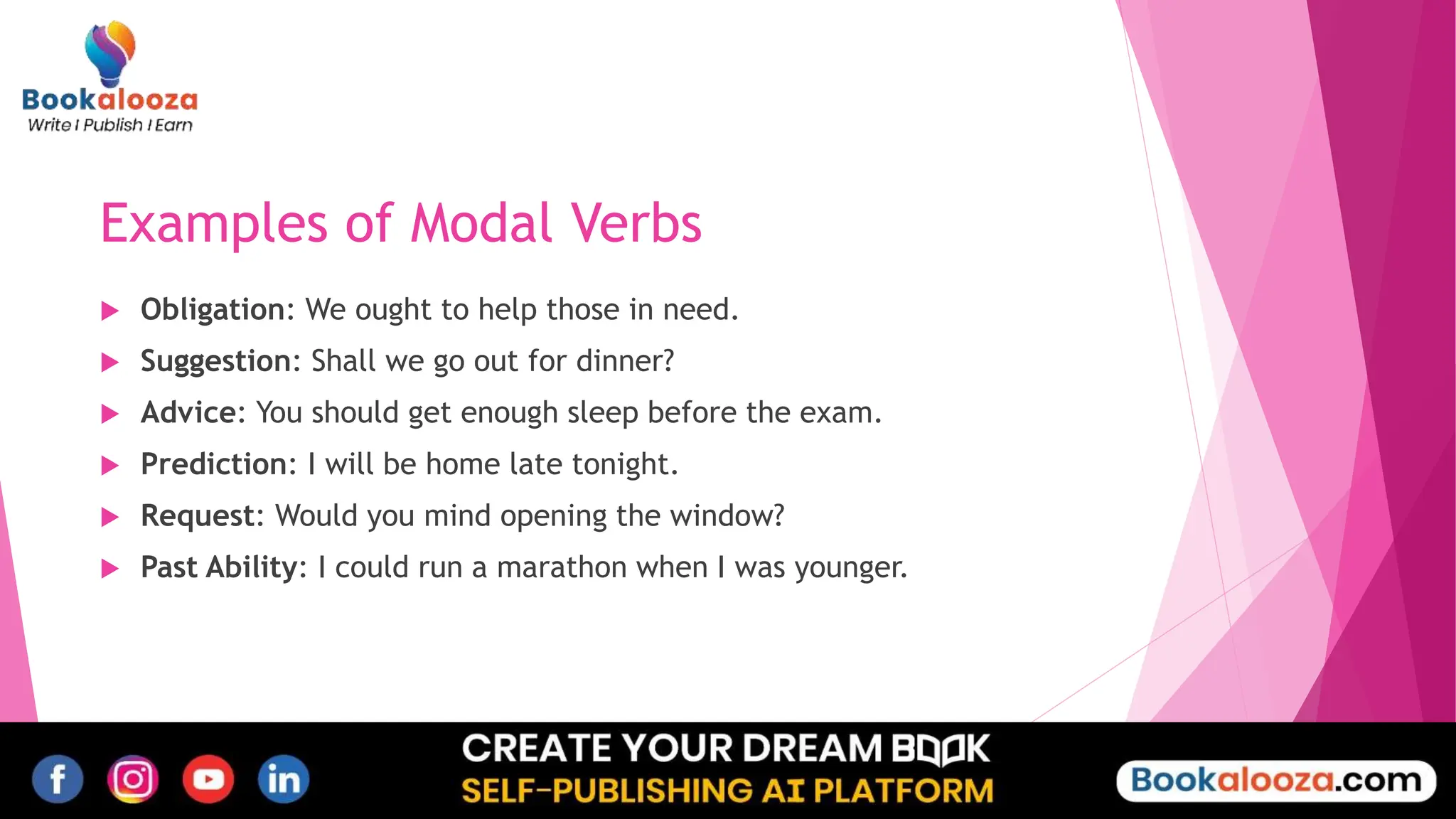 What are modals How to use Modal verbs By Bookalooza | PPT