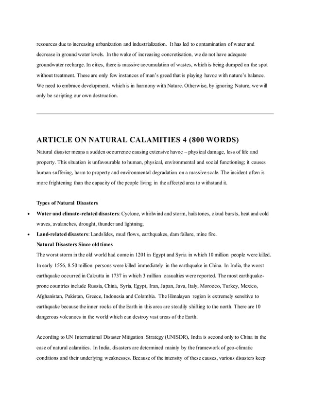 natural calamities essay pdf