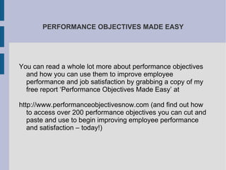 What Are Performance Objectives? | ODP