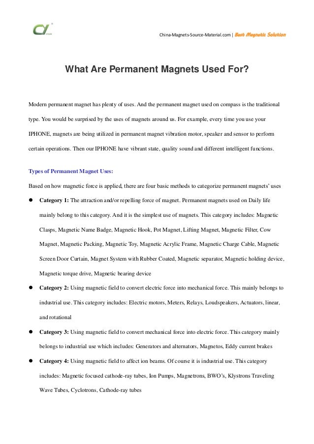 what are permanent magnets used for china magnets source material