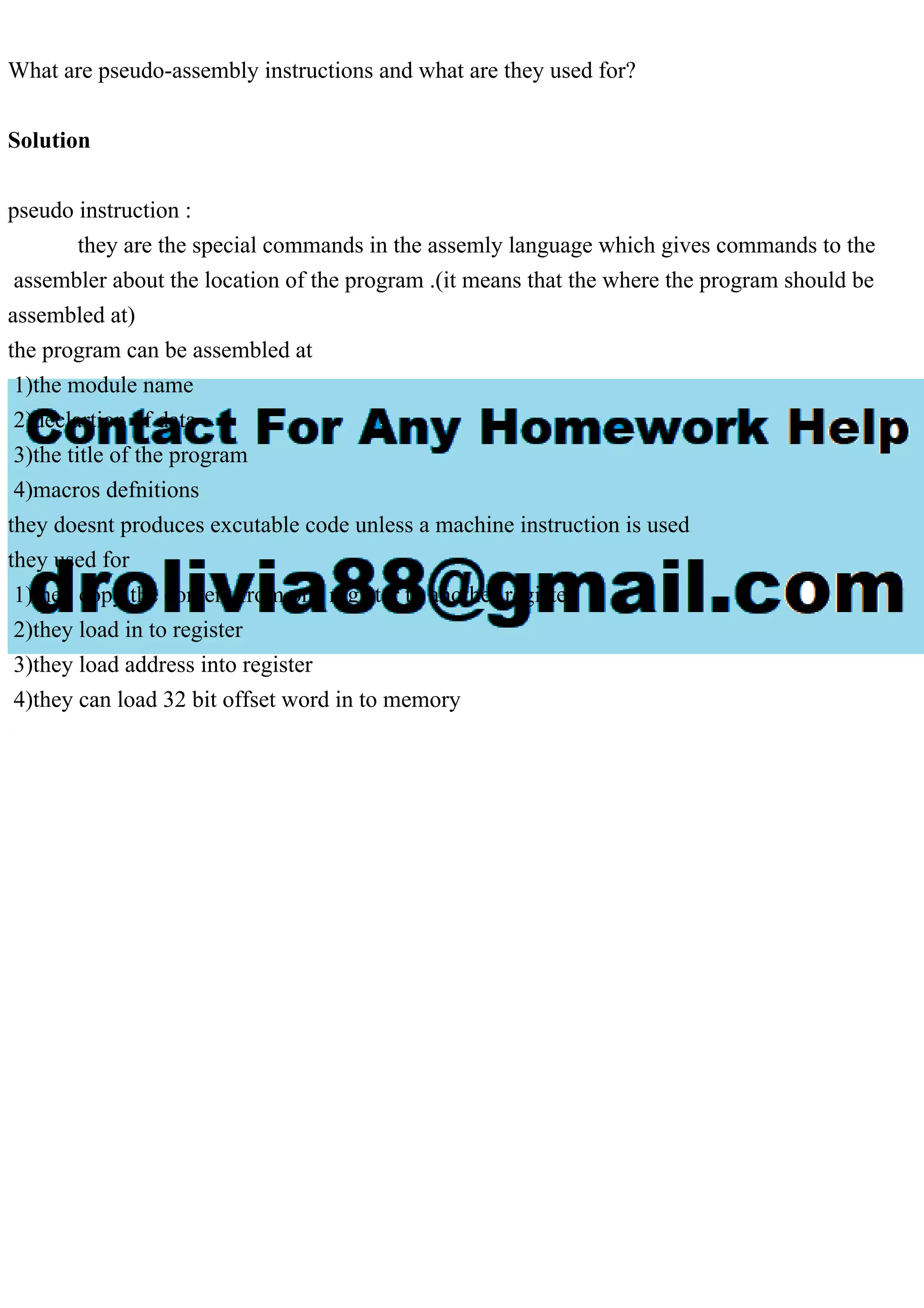 What are pseudoassembly instructions and what are they used for.pdf