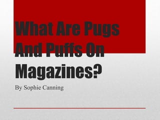 What Are Pugs
And Puffs On
Magazines?
By Sophie Canning
 