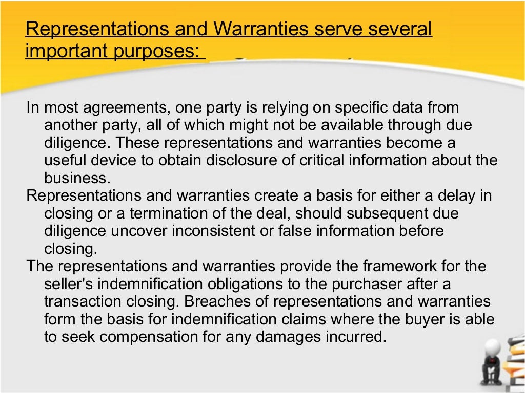 What are representations and warranties