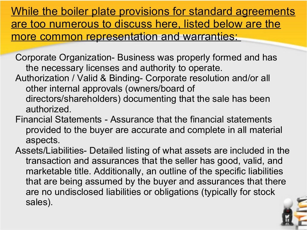 What are representations and warranties