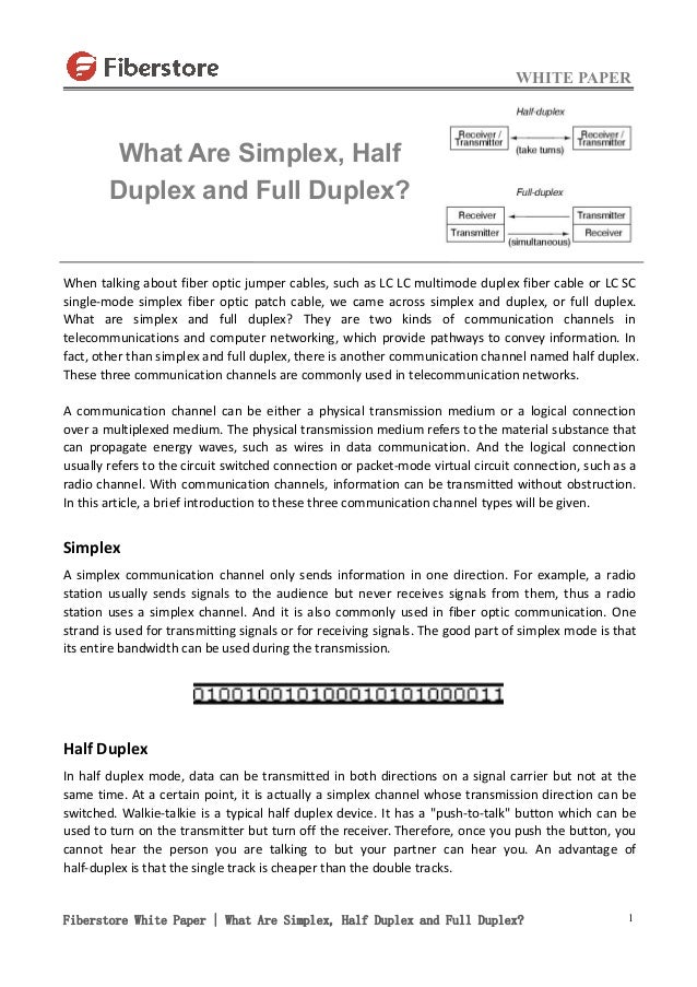 What Are Simplex, Half Duplex and Full Duplex? What Are Simplex, Half Duplex and Full Duplex?