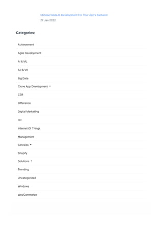 Choose NodeJS Development For Your App’s Backend
27 Jan 2022
Categories:
Achievement
Agile Development
AI & ML
AR & VR
Big Data
Clone App Development
CSR
Difference
Digital Marketing
HR
Internet Of Things
Management
Services
Shopify
Solutions
Trending
Uncategorized
Windows
WooCommerce
 